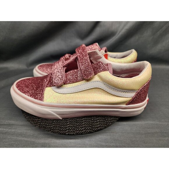 Vans Girls Old Skool V Sneakers Glitter Two-Tone Hook And Loop Size 3 NEW IN BOX - Picture 5 of 11